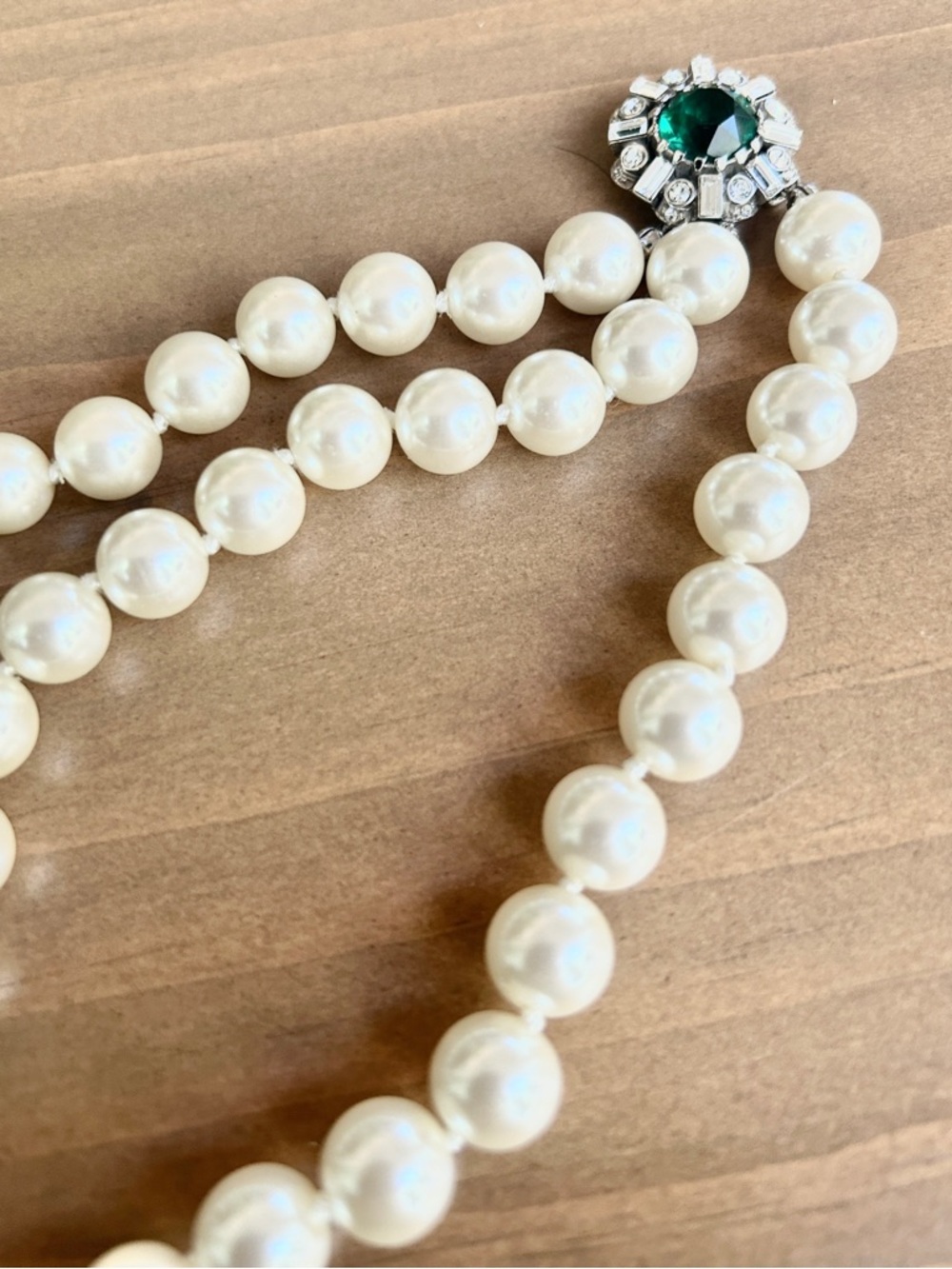 Vtg CAROLEE Majestic Pearl Necklace 3 Strand Knotted High End Art Deco 18” 13 mm - Picture 8 of 11